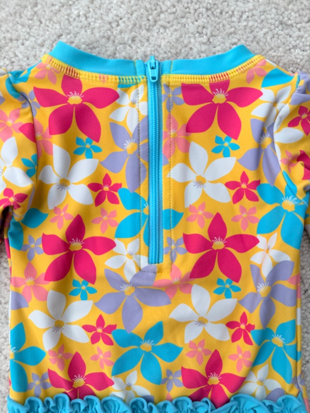 Ruffle Butts Yellow Multi Floral Long-Sleeve Rashguard - Picture 9 of 11